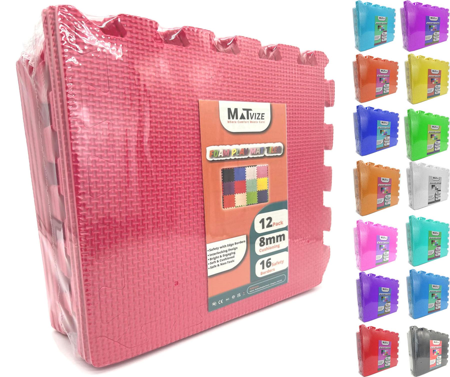 Eva Foam Baby Play Mat – 12Pcs (29x29cm) 8mm Thick Soft Baby Pink Interlocking Floor Tiles, Waterproof, Non-Slip, Safe & Comfortable Matting for Kids, Child’s play (Baby Pink, 12 Pack) — view 8