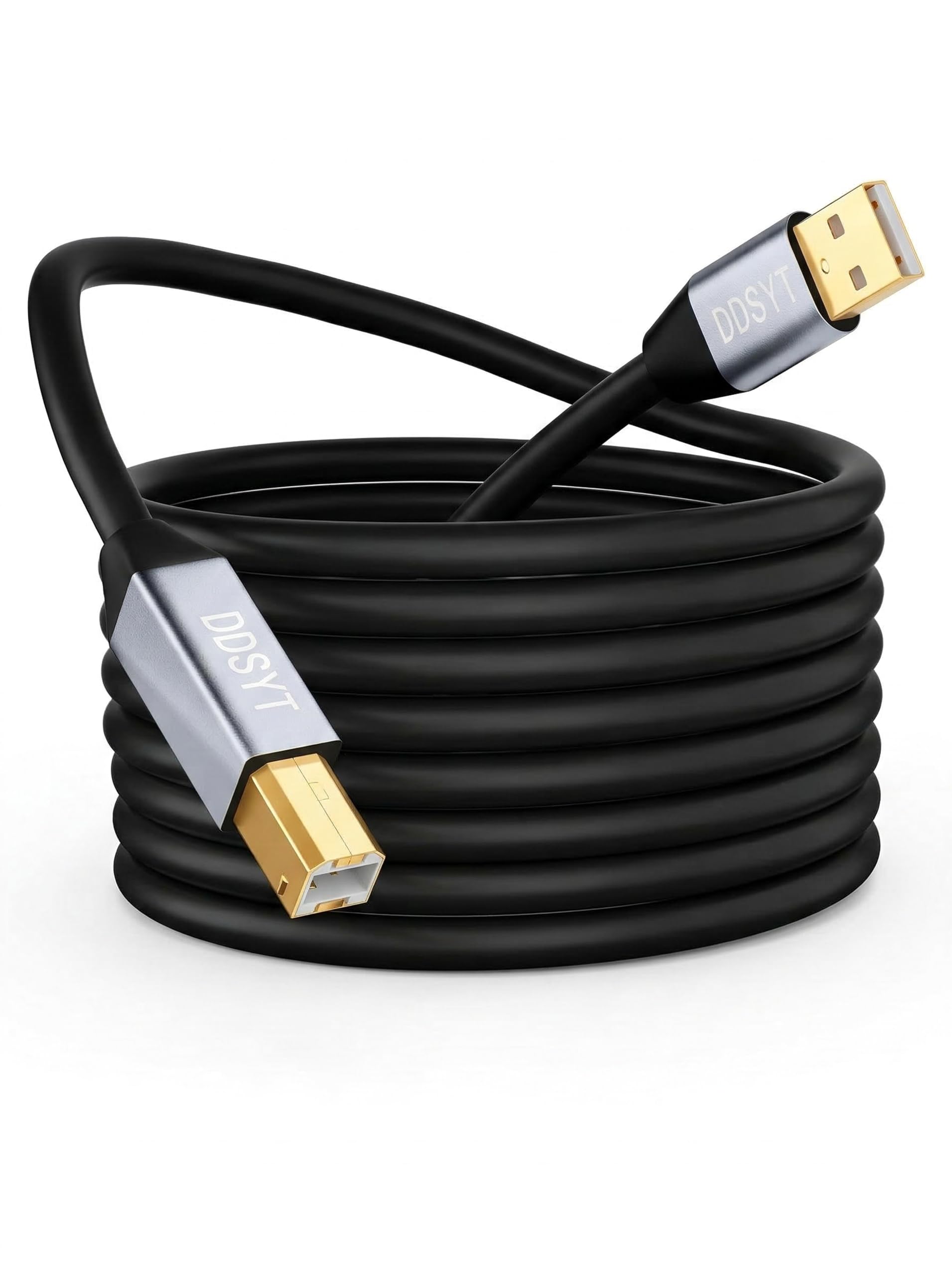 Cavo USB 2.0 per stampante, 1,8 m, USB-A a USB-B 2.0, velocità di trasferimento 480 Mbps, per stampante o disco rigido esterno, connettori placcati oro