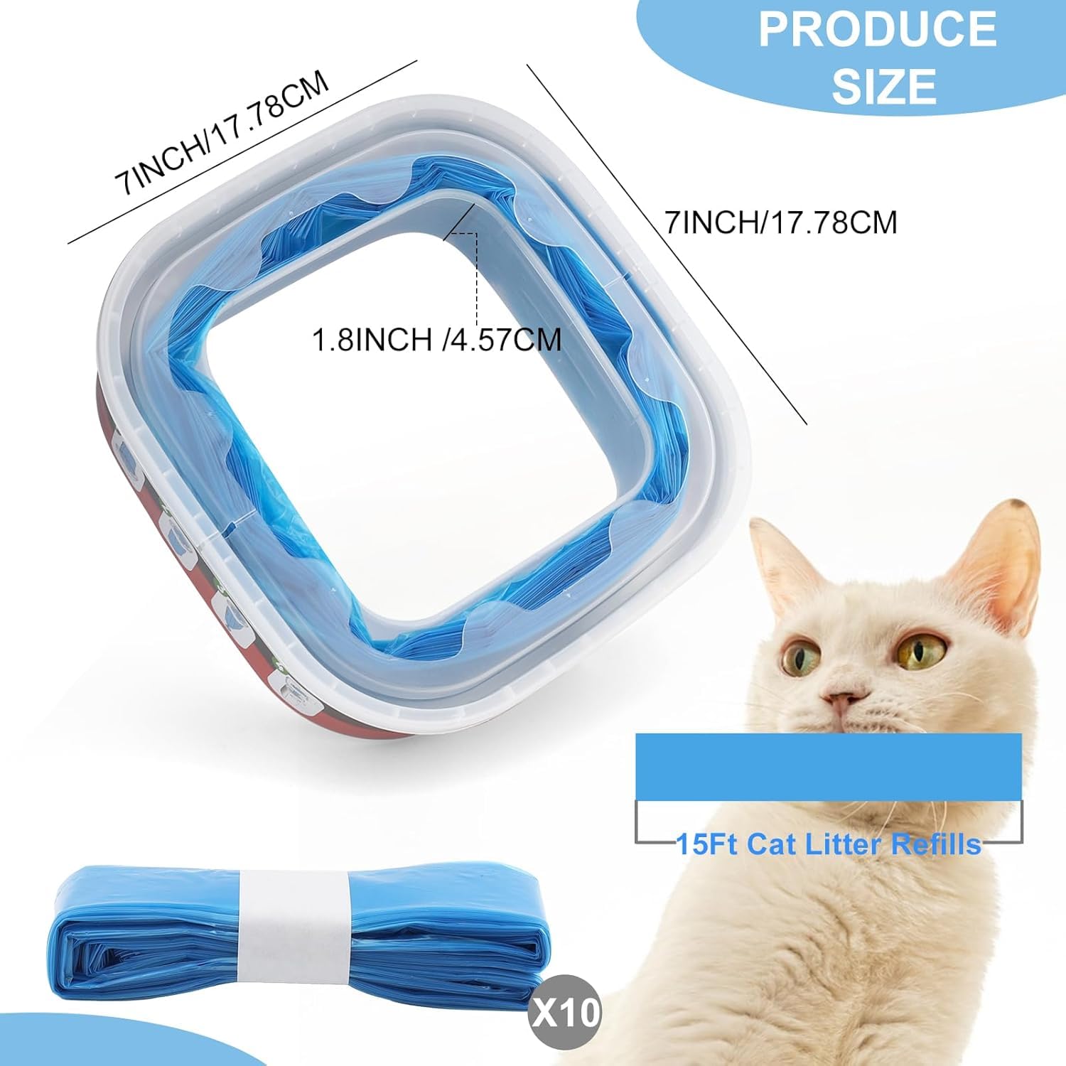Cartucho de recarga para compatible con Tommee Tippee, Angelcare, LitterLocker, Spross, Littycat Genie Cubo de pañales, bolsa de basura, control de olores para 12 unidades de cubos de pañales