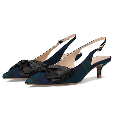 Jack Rogers Debra Slingback Kitten Heel Plaid/Satin High Women