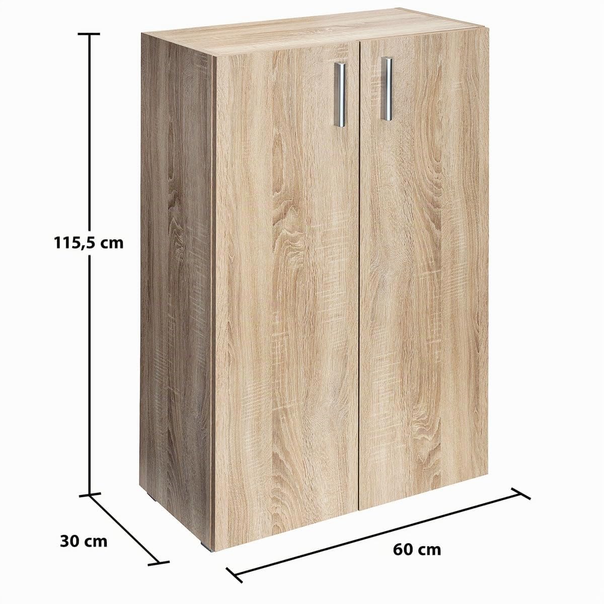 Casaria® Mobiletto Ingresso Vela a 2 Ante con Ripiani 115,5x60x30cm Credenza Comò Armadietto Multiuso Ufficio Cassettiera Mobile Entrata Mobiletti