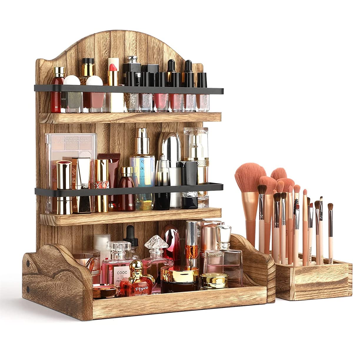 Organizzatore per Trucchi,Organizzatori per la Cura della Pelle in Vero Legno Vetrine per Cosmetici con Porta pennelli per Trucco,Organizzatore per Cosmetici per la Cura della Pelle Cosmetici Smal