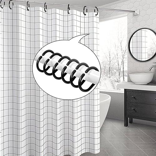 Miniatura 7 de Qulable 24 piezas Anillos de Cortina de Ducha de Plástico Ganchos de Cortina de Ducha Anillos en Forma de C Gancho Colgador Lazo de Cortina de Baño