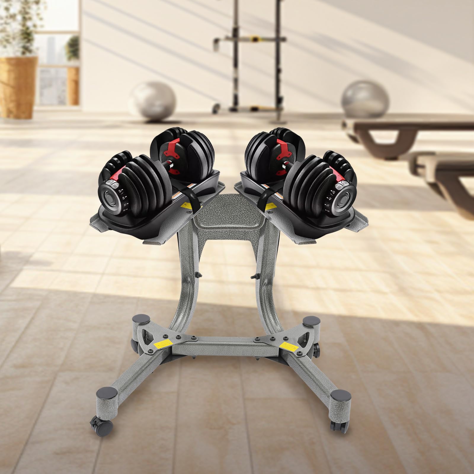 Supporto per manubri in metallo per manubri regolabili, stabile con capacità di carico di 100 kg, per casa, palestra, 64 x 39 x 62 cm, con accessori e istruzioni incluse