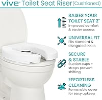 Vista 3 de Vive - Asiento elevador para inodoro con cojín para personas mayores - Ajuste universal - Asiento elevado para inodoro con espuma de alta densidad