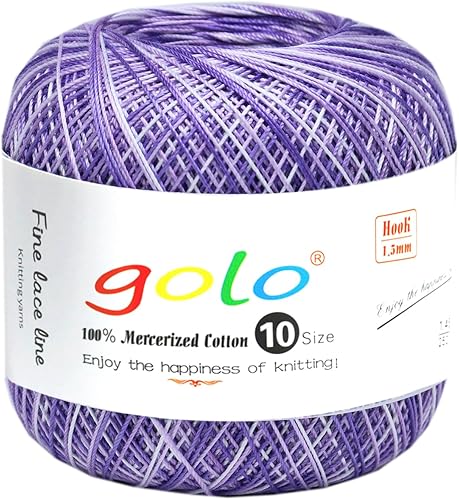 golo Bolas de hilo de ganchillo de algodón tamaño 10 hilo de algodón coloreado para ganchillo púrpura-153