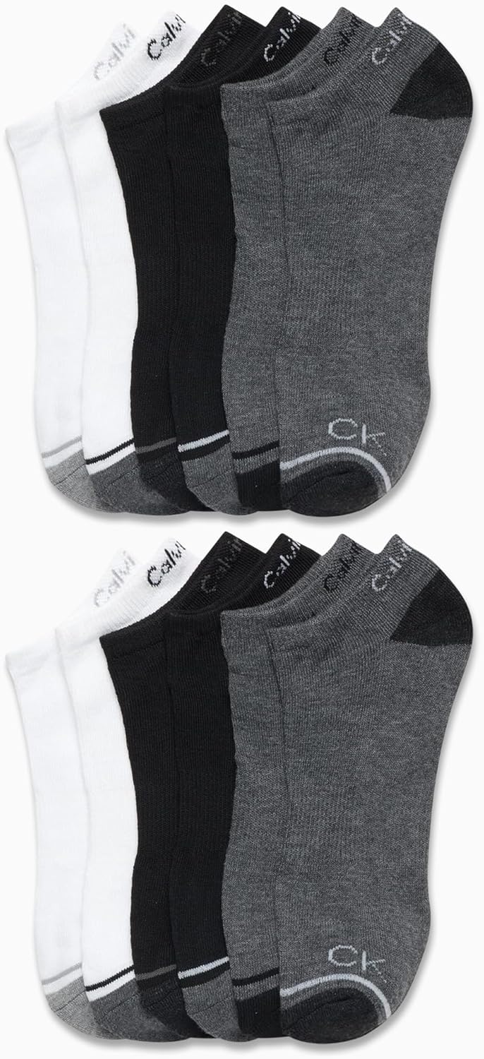Calvin Klein Mens No Show Socks - 12 Pack Lightweight Cushioned Casual Low Cut Socks for Men for Sneakers and Loafers - Image 2