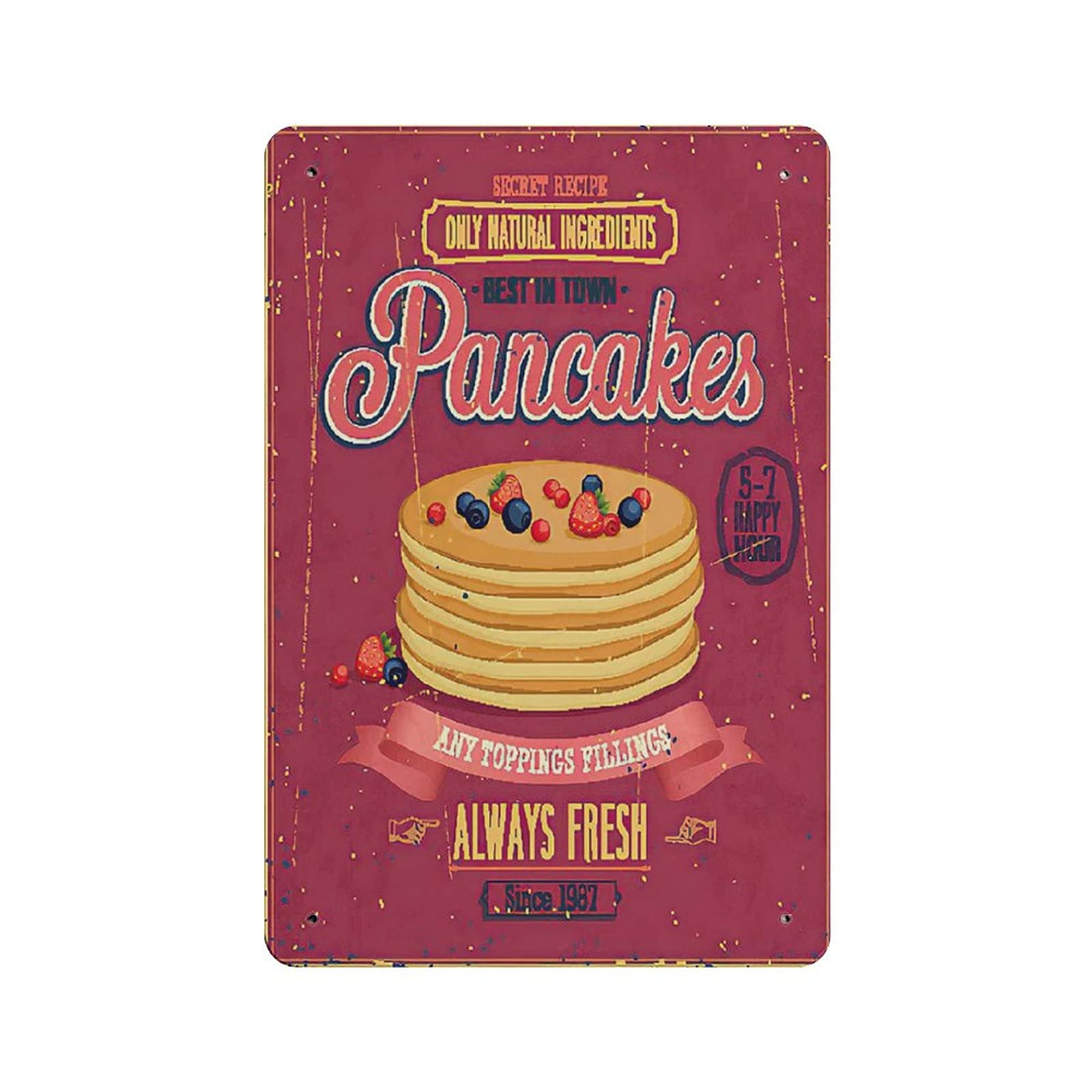 Metal Tin Sign Pancakes Vintage Tin Poster Metal Sign Wall Decoration Country Kitchen Home Garage Decor 12"x8"