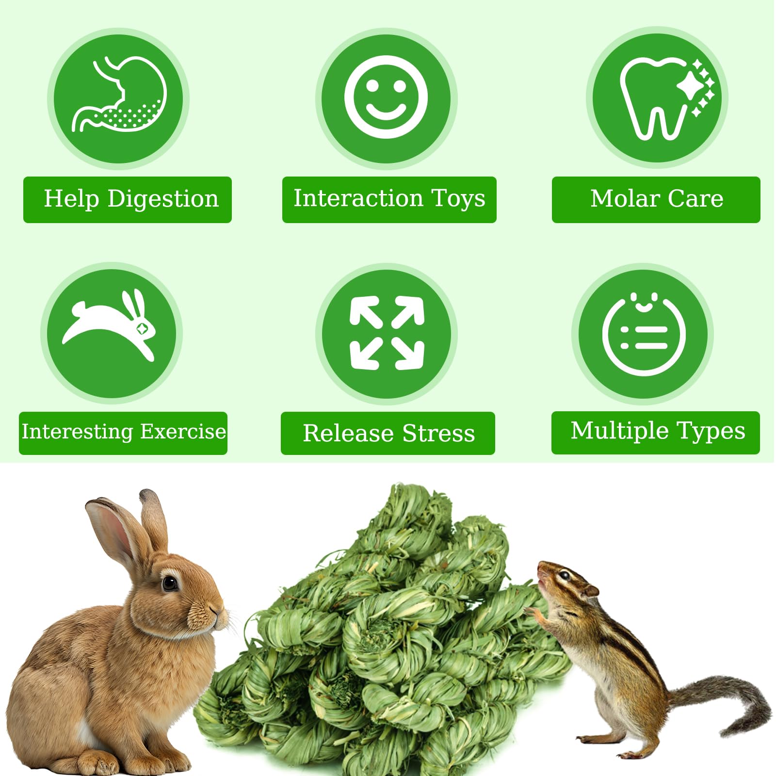 AOTLEE 28PCS Rabbit Toys Guinea Pig Toys,Timothy Hay Chew Sticks for Teeth,Rabbit Treats Boredom Breaker Accessories for Chinchillas Guinea Pigs - Image 3