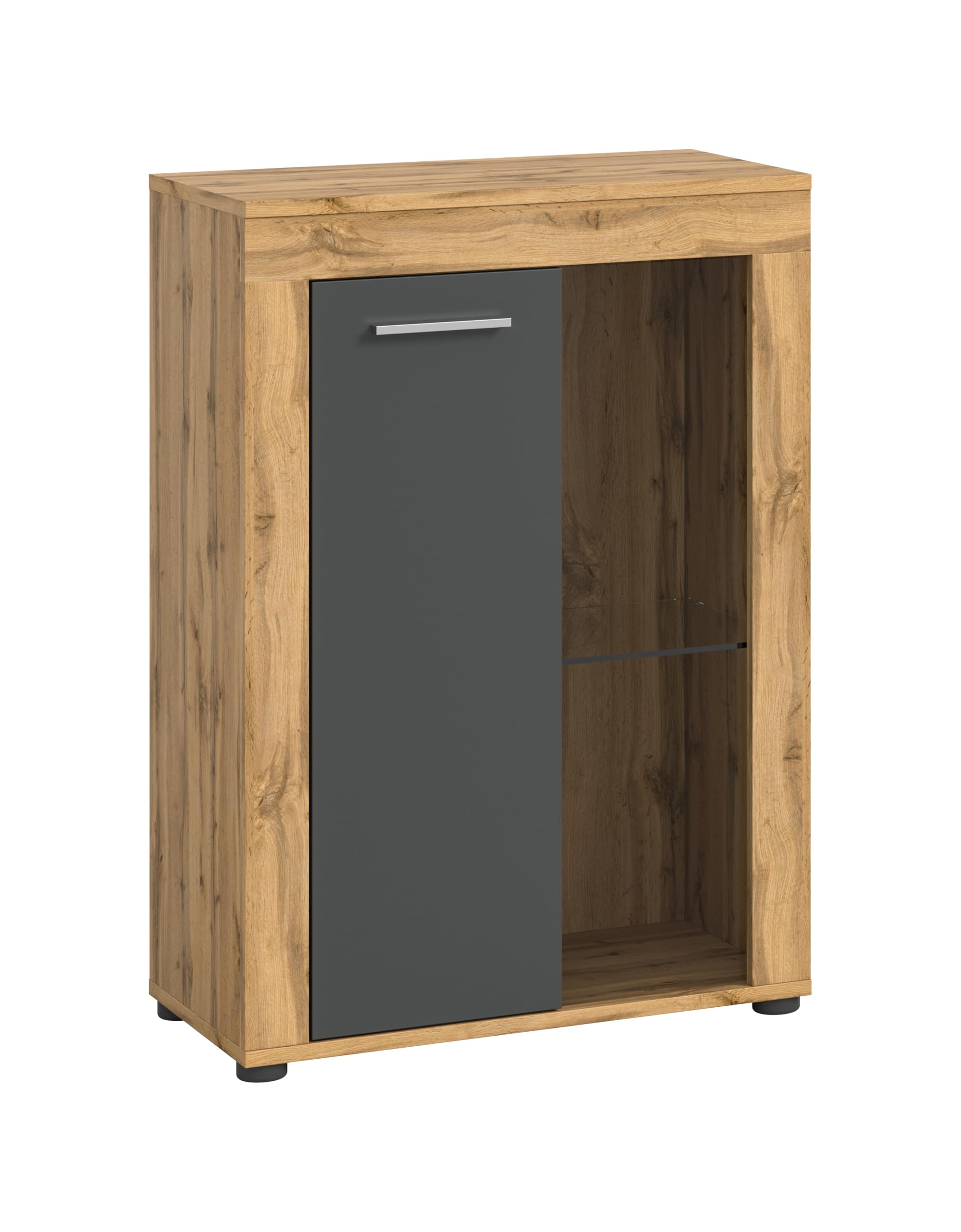 xonox.home Wohnen Jam X8BN1T40 - Vitrina de Cristal (600 x 86 x 35 cm), Color Roble Wotan y Gris