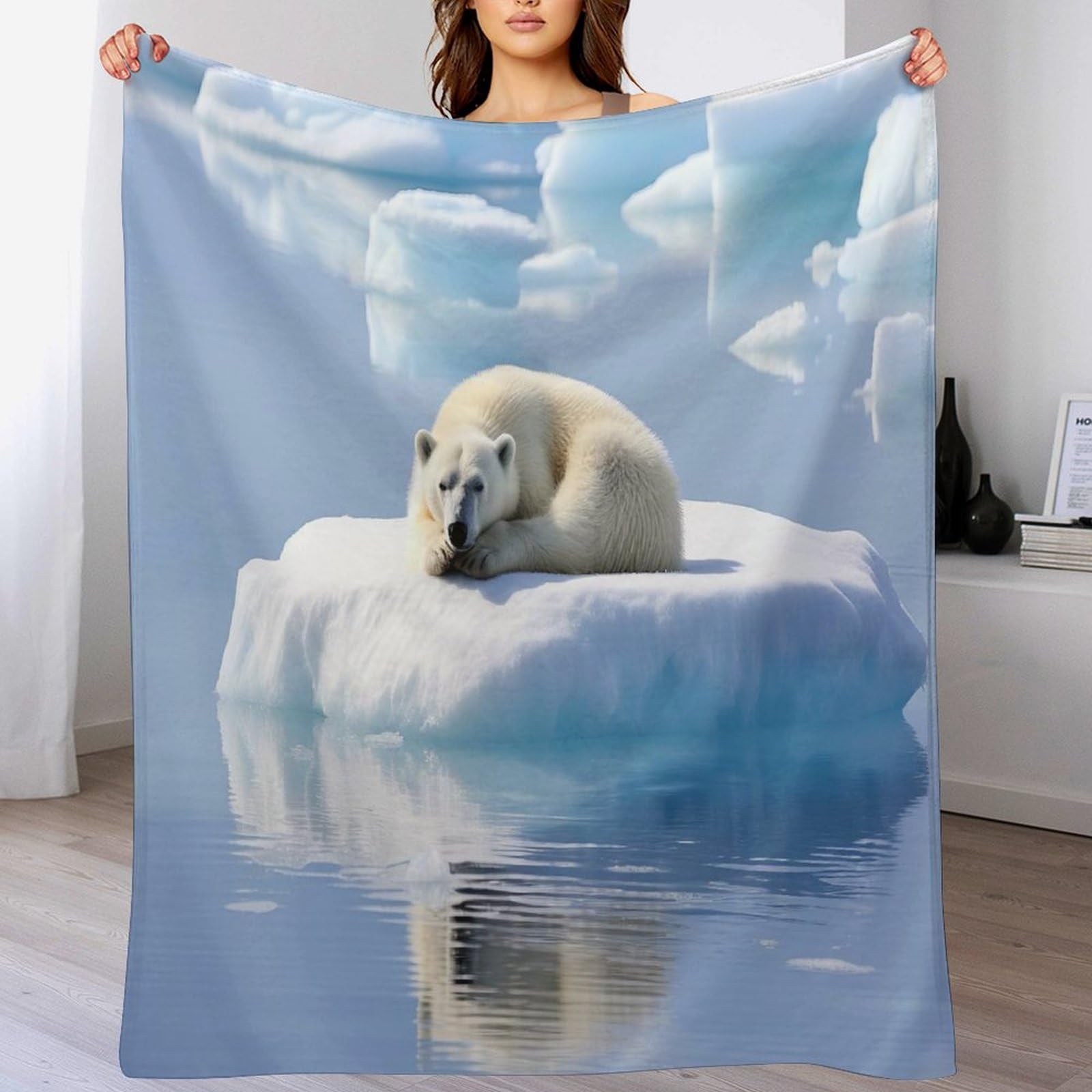 Couverture flanelle ours polaire hypoallergénique pour le lit