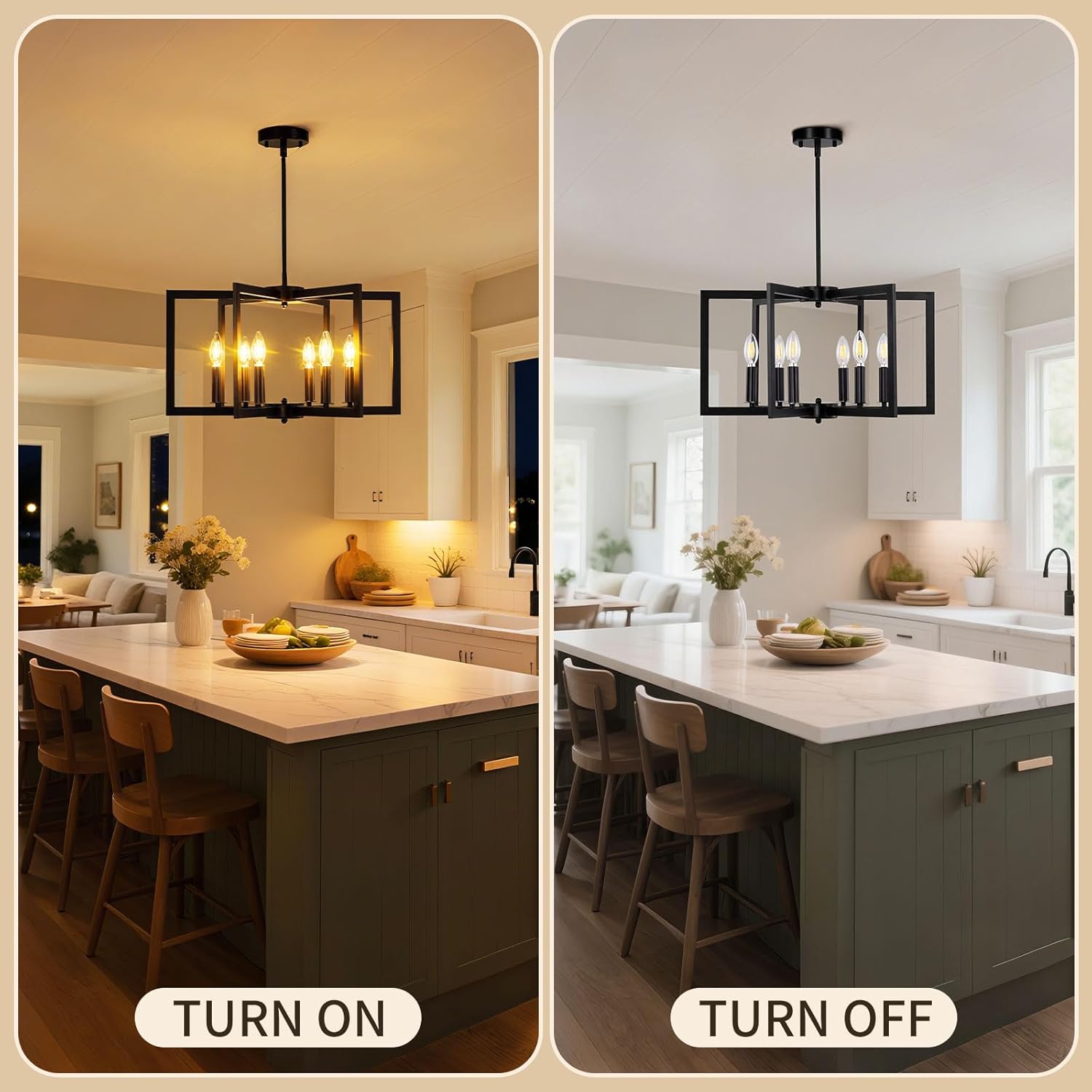 6-Ligh Black Chandelier for Dining Room, Chandelier Dining Room Light Fixtures Over Table, Industrial Pendant Light with E12 Base for Kitchen Island Entryway Foyer, Indoor