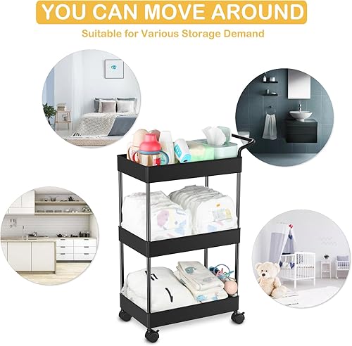 Miniatura 5 de Organizador de pañales para bebé, carrito móvil de plástico para recién nacidos, artículos esenciales para guardería, organizador para cambiador y