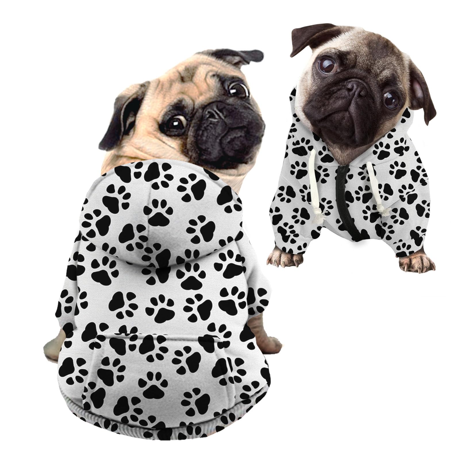Kuiaobaty Cute Paws Pattern Casual Soft Dog Hoodies Comfy Doggy Hooded Sweatshirt Autumn Winter Stretchy Pet Jacket Sweater with Hat — image 1