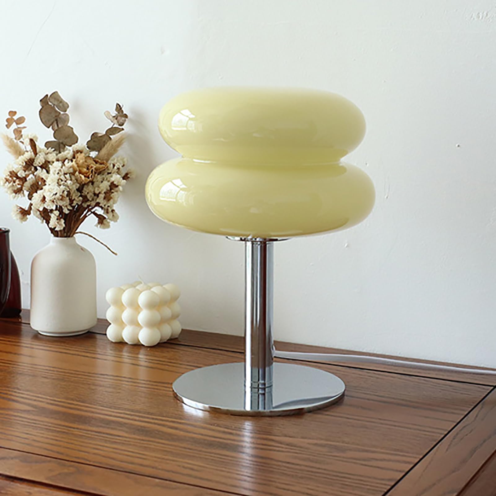 FTVOGUE Macaron Stołowa Szklana Macaron Macaron Lampka Nocna 3 Kolory z możliwością Przyciemniania Lampka Nocna USB na Wystrój Sypialni dla Dzieci (Beżowy)