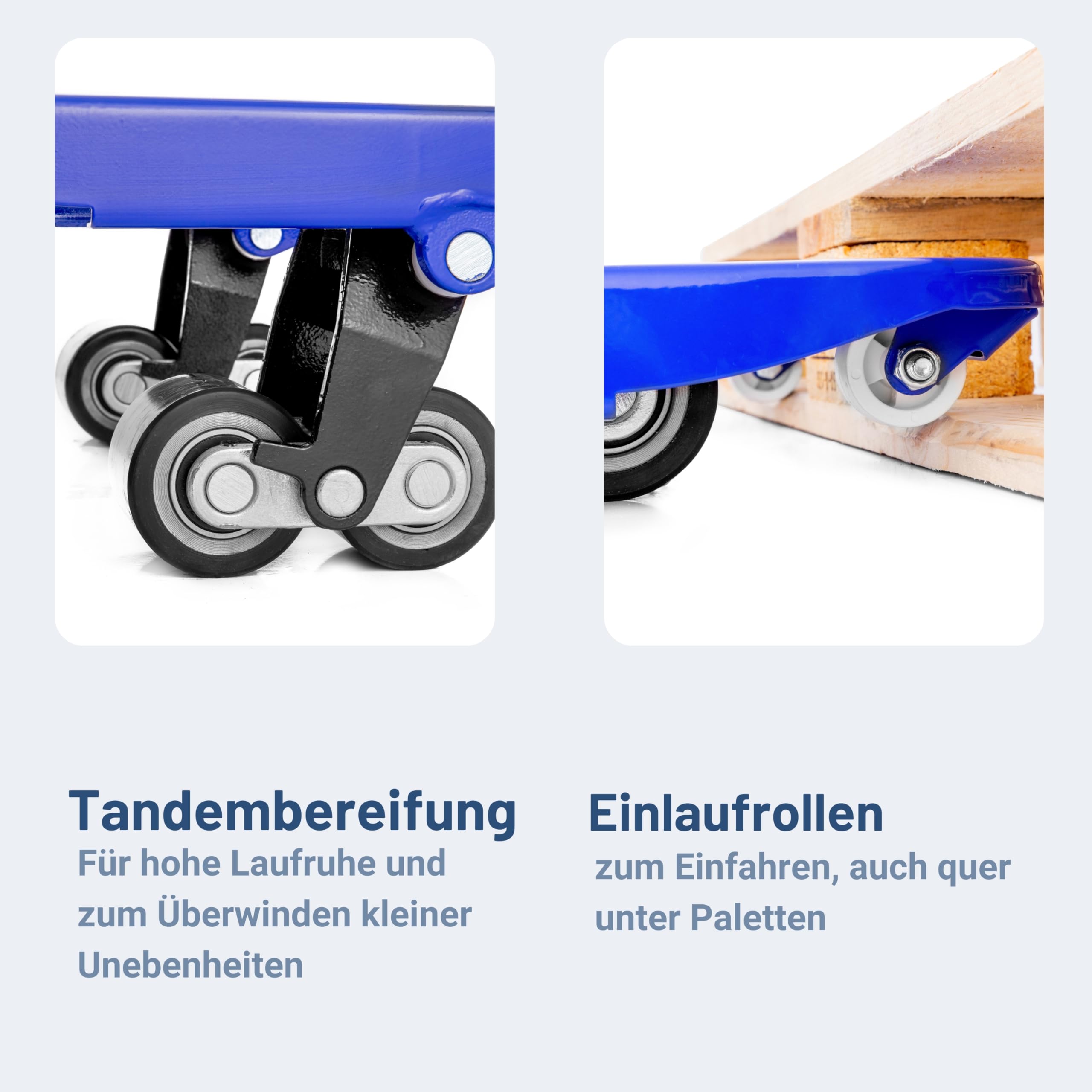 Pallit Hubwagen 2500 kg aus Stahl 1150 mm Gabellänge Five-R Gummirollen Gabelhubwagen Handhubwagen Palettenwagen Blau