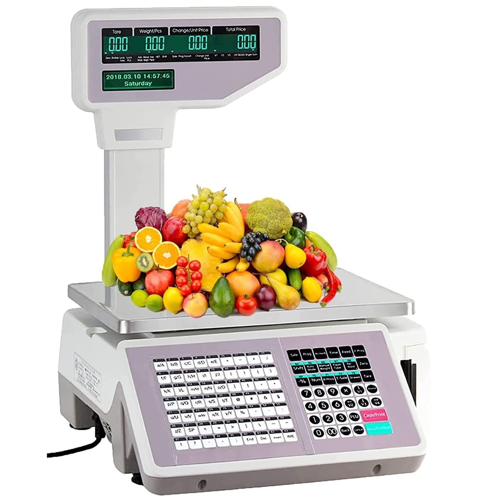 LYDZUSDP Digital Barcode Scale,Digital Commercial Price Weighing Printing Scale,Double Side Screen Commercial Cash Register with Thermal Label Printer