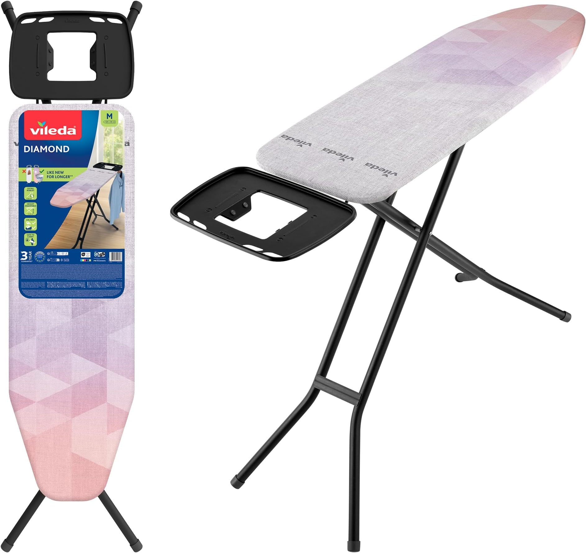 NEW Vileda Diamond Ironing Board, Ironing Board for Steam Ironing Stations, I...