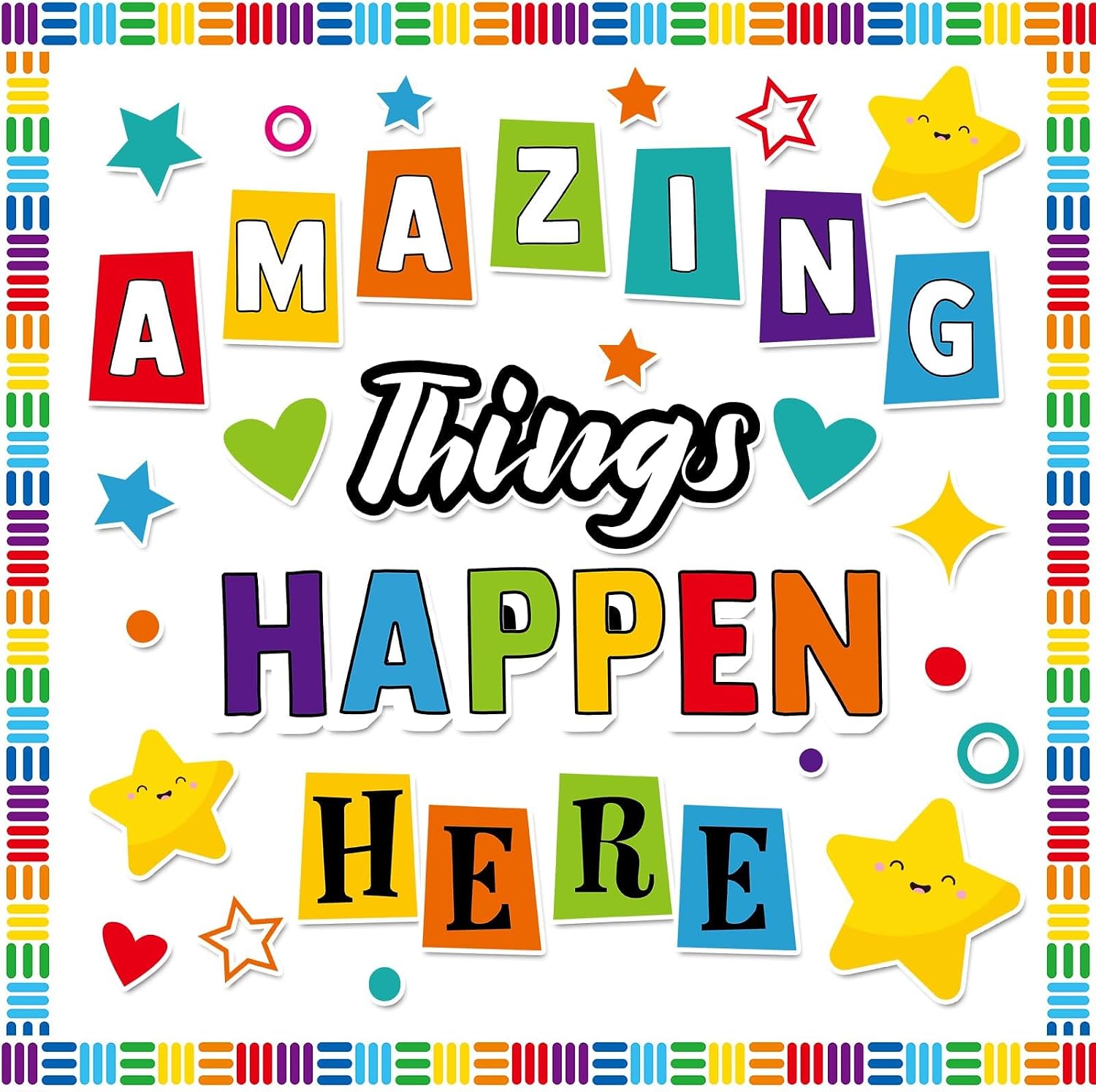 party greeting Amazing Things Happen Here Bulletin Board Welcome Amazing Bulletin Board Decoration Set Inspirational Welcome Back To School Cutouts Decorations Classroom Wall Decor