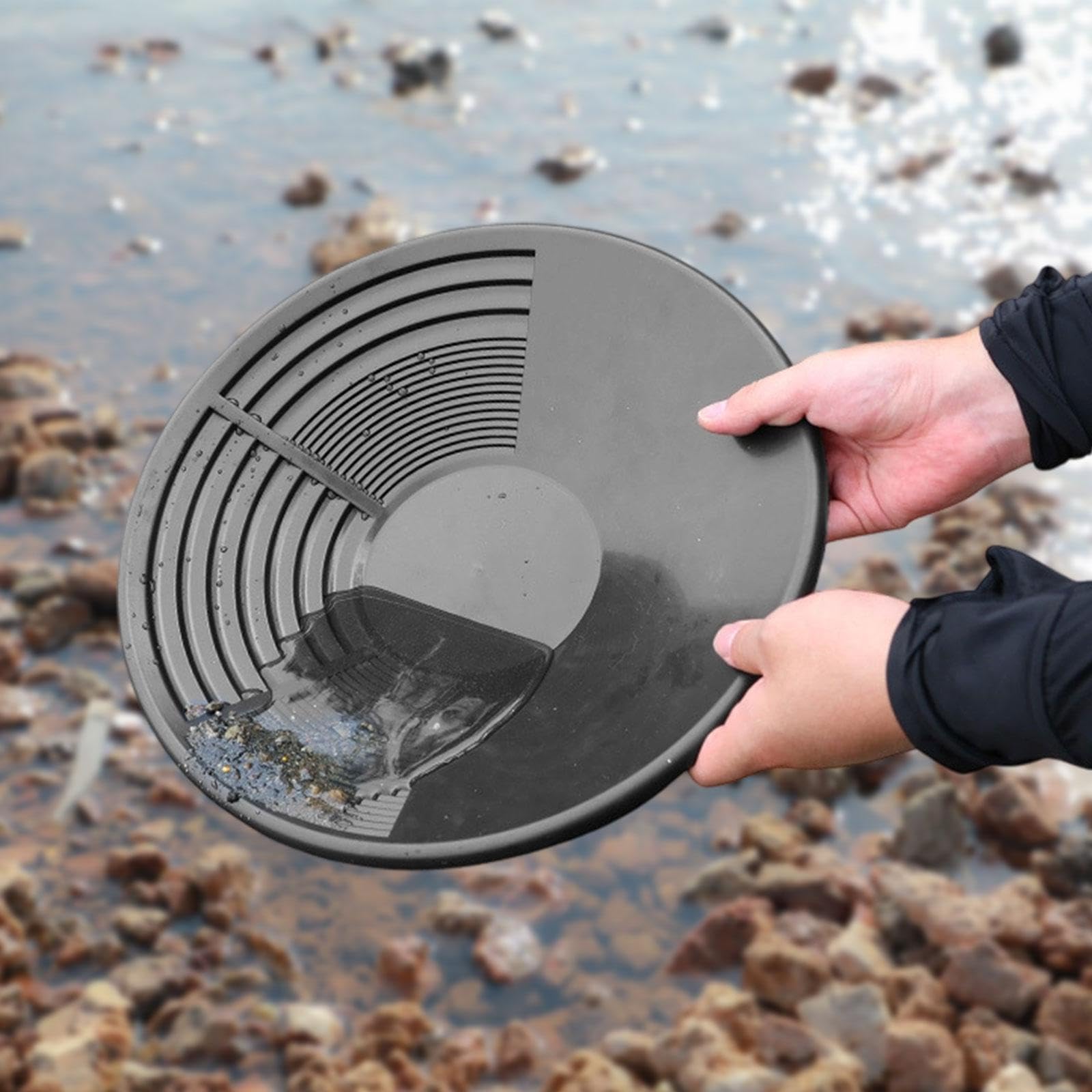 Goldwaschpfanne Goldwäscherplatte mit Doppelrinnen Robuste Prospektierschale Exakte Sedimentierung Portable für Strandwanderungen Naturerku, Ohne Schaufelhaken