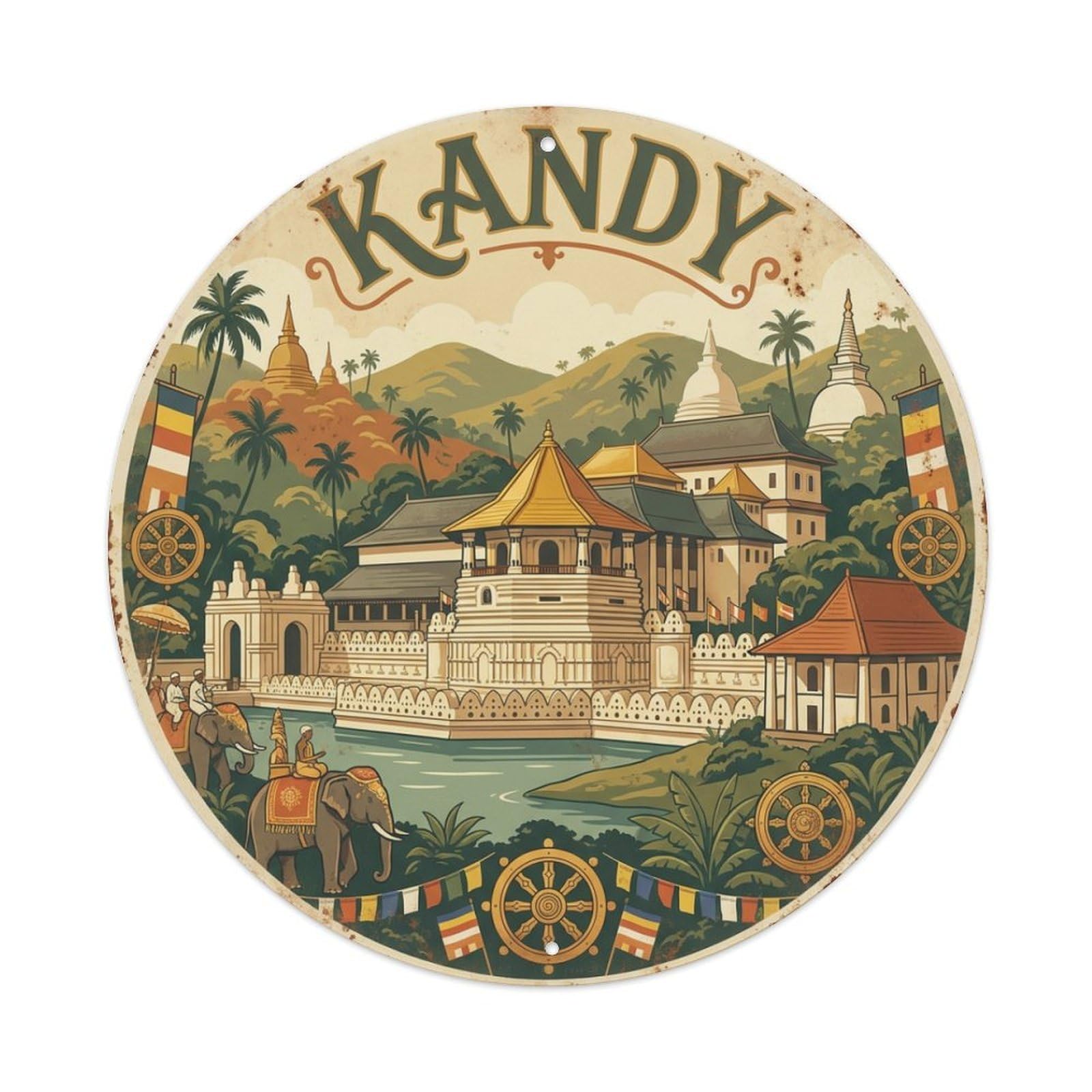 Retro Travel Sri Lanka Kandy Metal Tin Sign