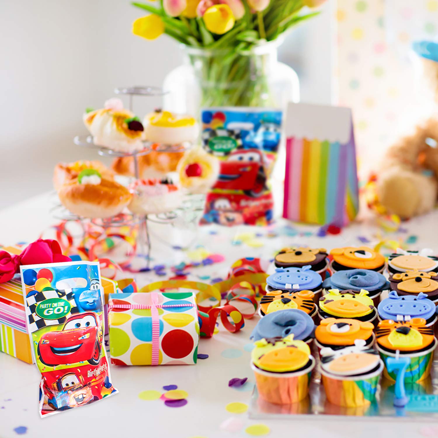 Buy Laffact Race Car Goodies Candy Treat Bags, 50Pcs Race Car Plastic