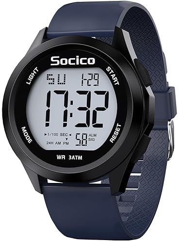 SOCICO Mens Digital Watch Sports Waterproof Outdoor Large Face Military