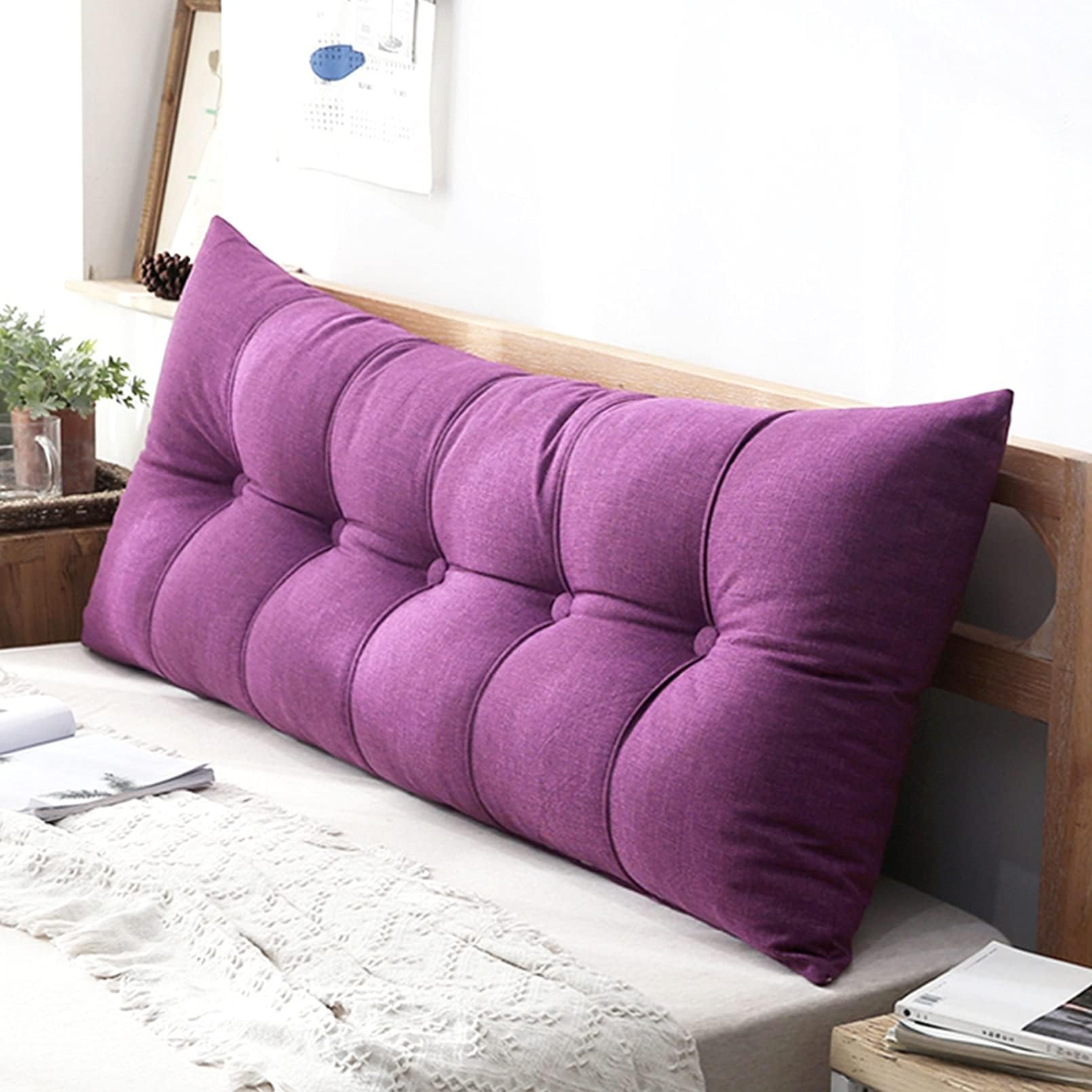 Large Rectangular Headboard Pillow for Reading and Lumbar Support Removable Cover Included