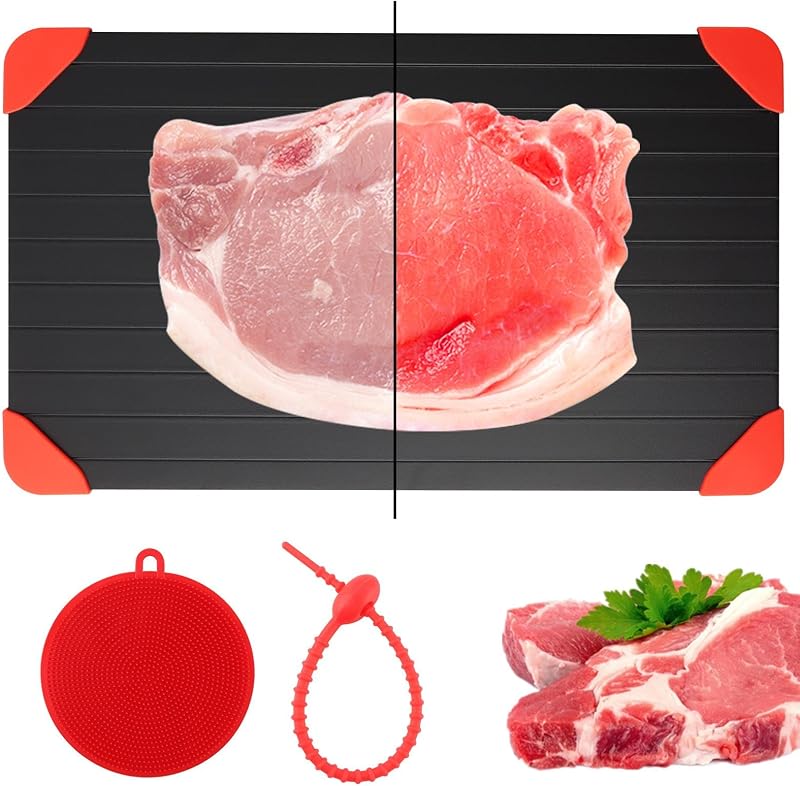 Bandeja para descongelar carne congelada, placa descongeladora de calentamiento natural rápido, placa descongeladora de gran tamaño, forma más segura de descongelar alimentos(Size:13.97 * 8.19 * 0.08inch)