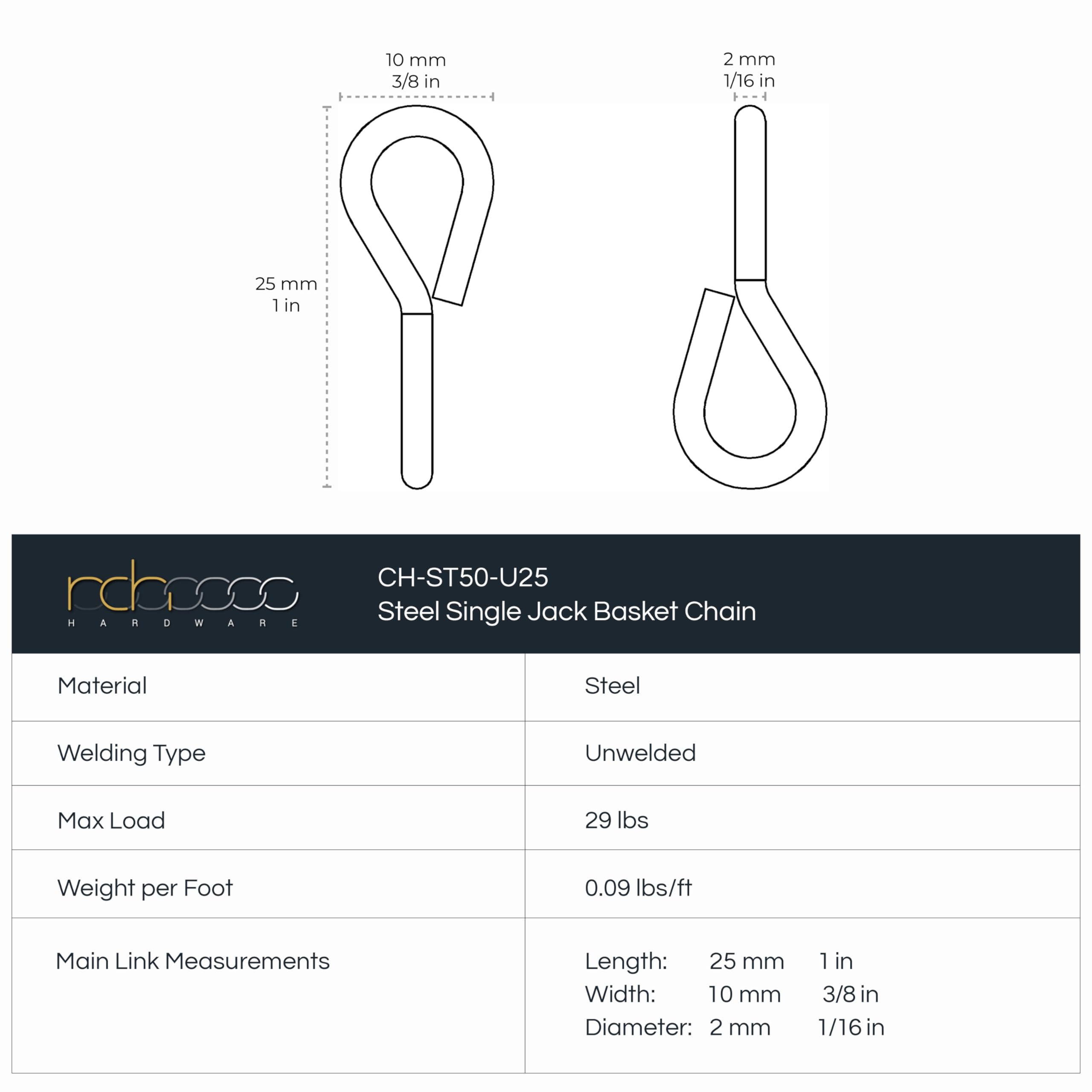 Rch Hardware Locations RCH Hardware CH S50 06 BLK 65 Steel Basket Chain, Black (65 Foot Reel Clock Chain