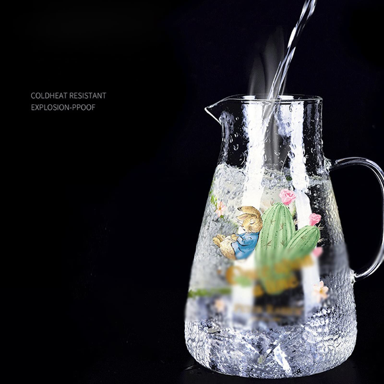Dzbanek na wodę szklany dzbanek na zimną wodę zestaw z 2 filiżankami 1800 ml duża pojemność domowy czajnik na wodę sok czajnik do herbaty letni zestaw do herbaty dzbanek do mrożonej herbaty