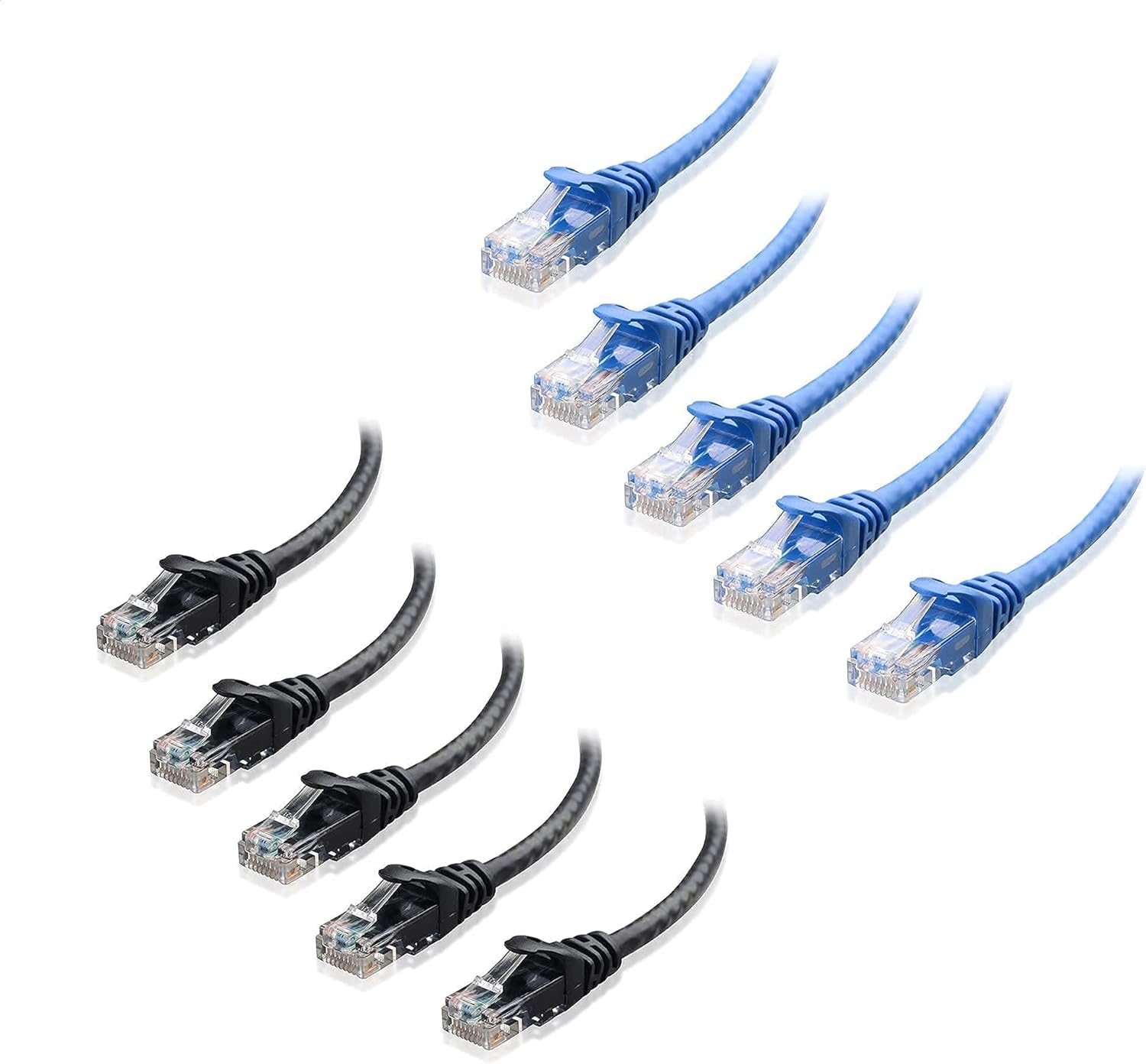 Cable Matters 5-Pack Snagless Short Cat6 Ethernet Cable (Cat6 Cable, Cat 6 Cable) in Blue 3 ft & 5-Pack Snagless Short Cat6 Ethernet Cable in Black
