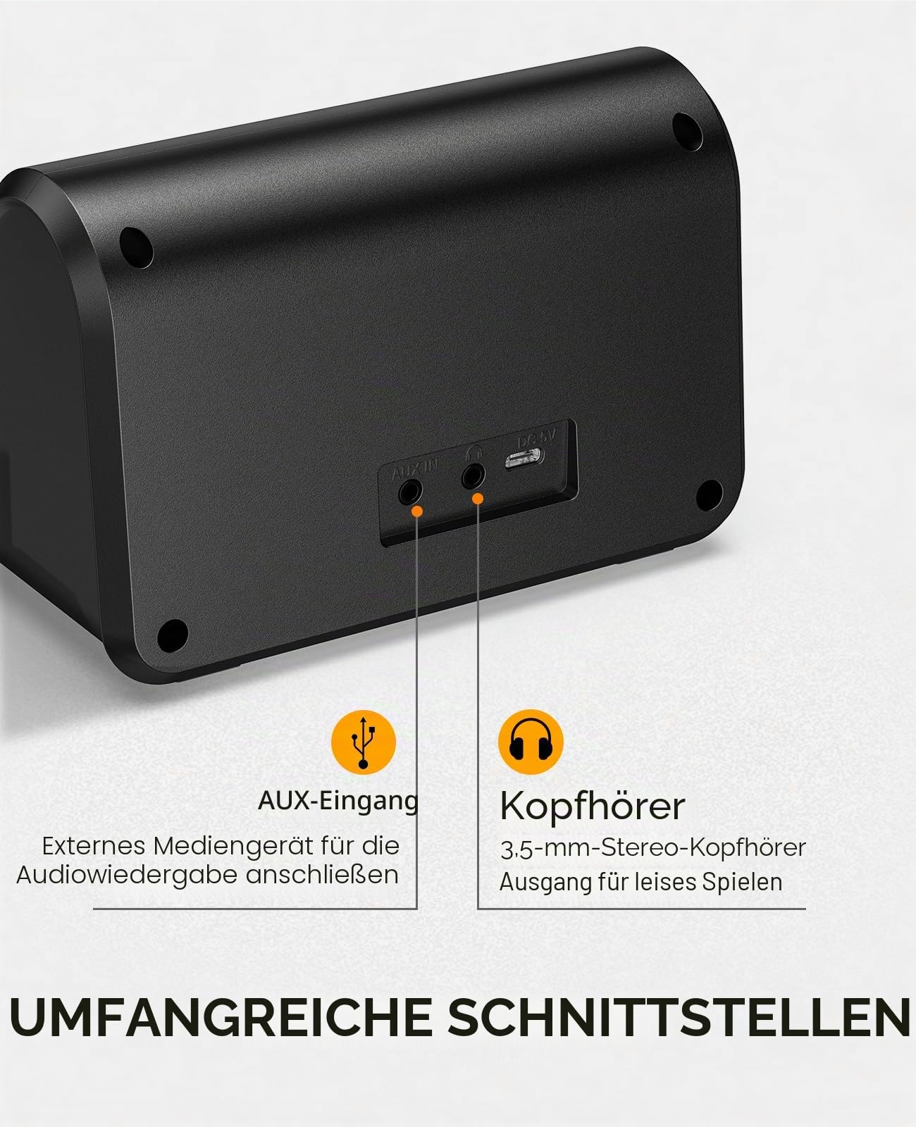 Mini-Gitarrenverstärker, LEKATO 10W tragbarer E-Gitarrenverstärker mit Clean- und Overdrive-Kanal, Reverb und Bluetooth-Verbindung (schwarz-orange)