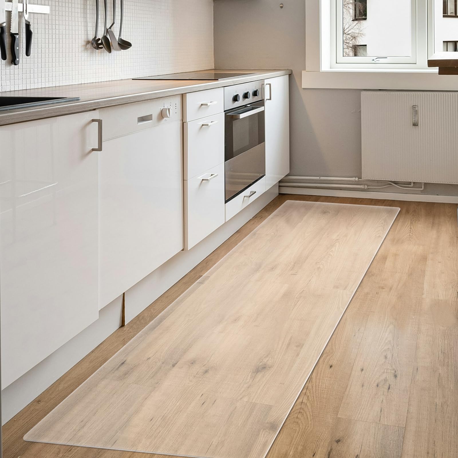 OstepDecor Clear Runner Rug for Hallway 36 x 72 Inch Clear Floor Protector Waterproof Kitchen Standing Floor Mat