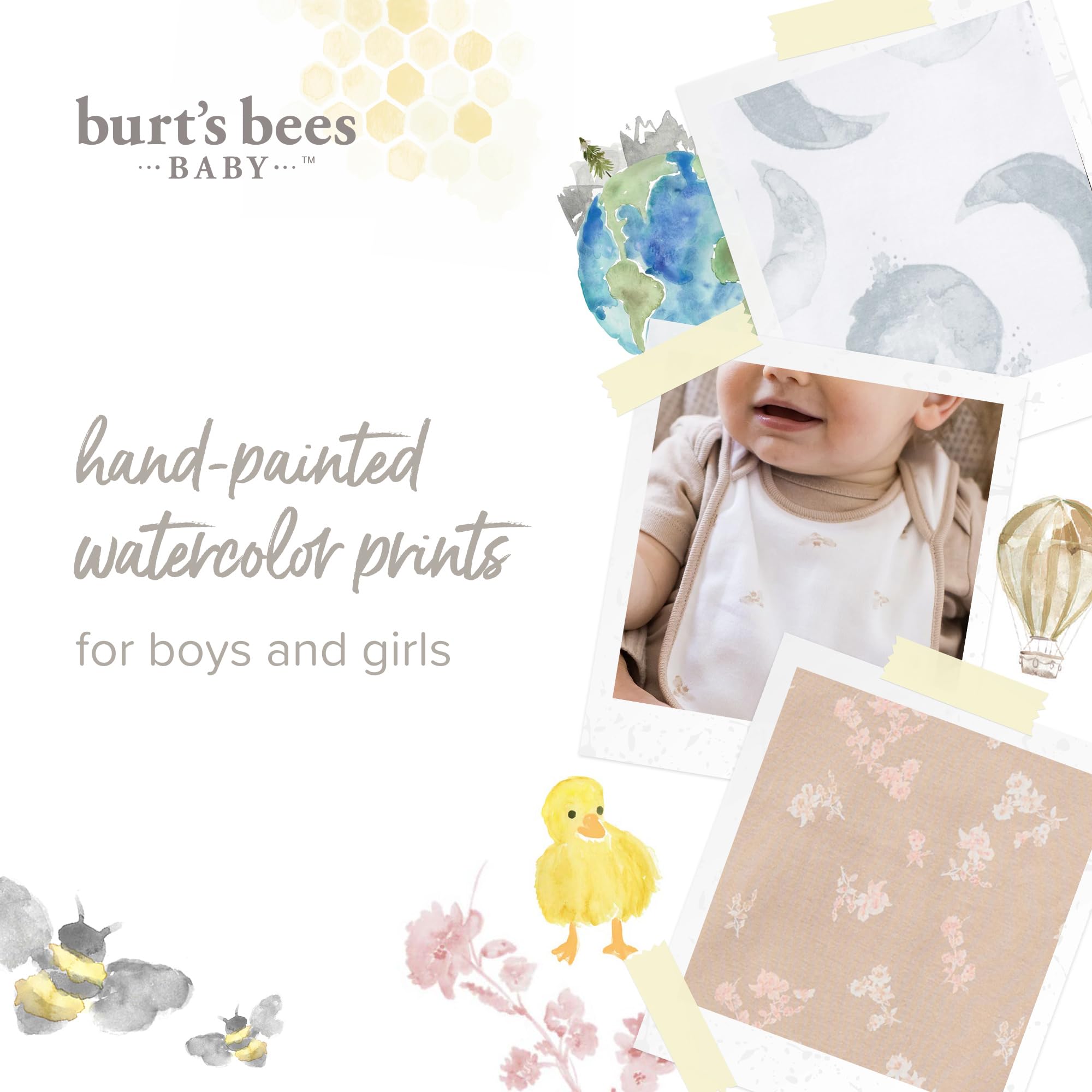 Burt's Bees Baby Bio Baby Lätzchen - 100% Baumwolle Neugeborene Säuglingslätzchen für Baby Jungen & Mädchen