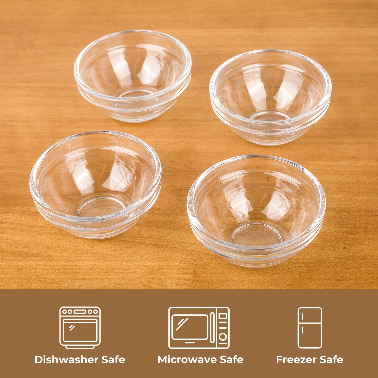 Clear Glass Pinch Bowls - Set of 4 -6