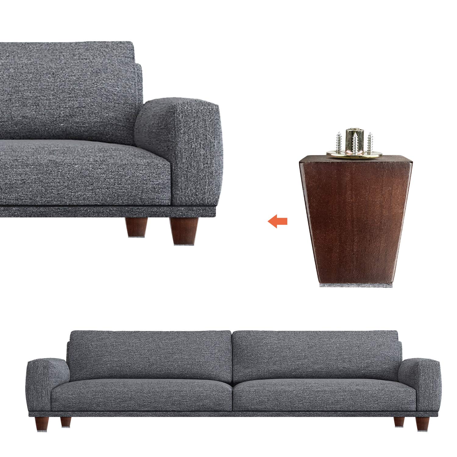 Furniture Legs 3 Inches Sofa Legs Square Couch Legs Mid Century Modern