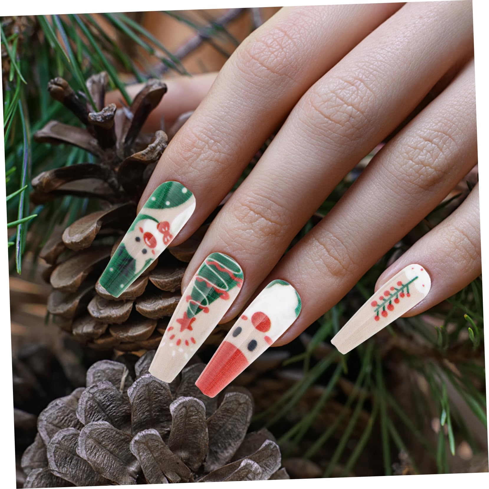 ABOOFAN 864 Pezzi Adesivi Per Unghie Natalizi Forma Per Unghie in Plastica Punta Delle Fai Da Te Punta Di Estensione Dell'unghia Bara Unghia Manicure Abbigliamento Donna Addominali