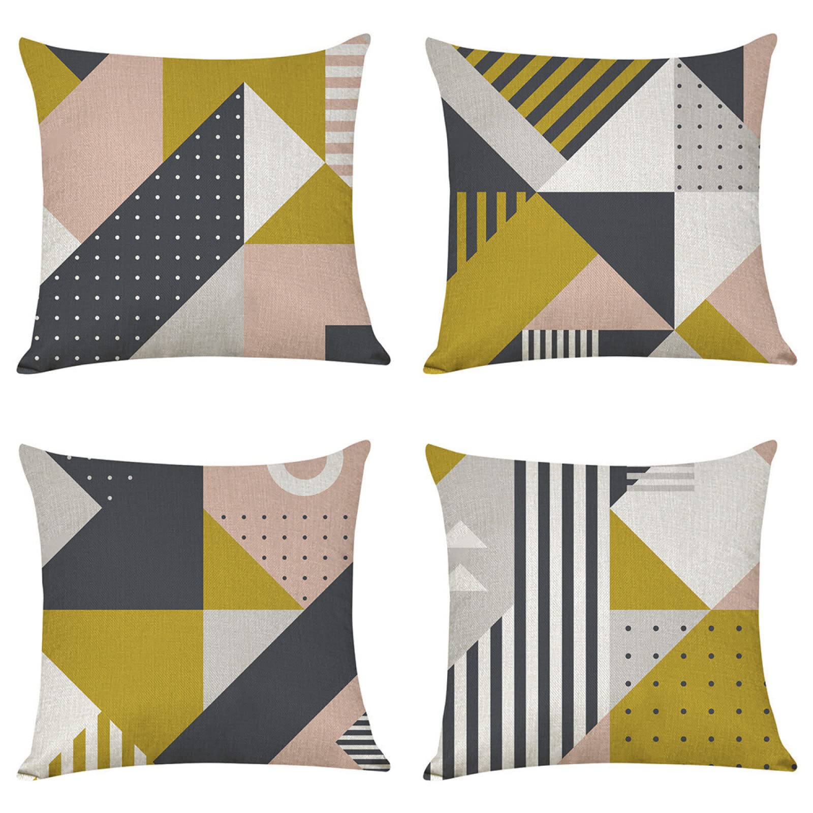 Taie d'oreiller 60x60cm lin : lot de 4 housses de coussin de canapé