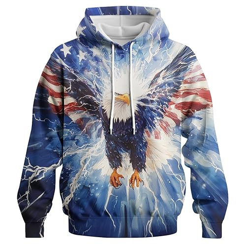 Creative American Flag Hoodies Eagle Sweatshirt Hoodies Tie Dye Graphic