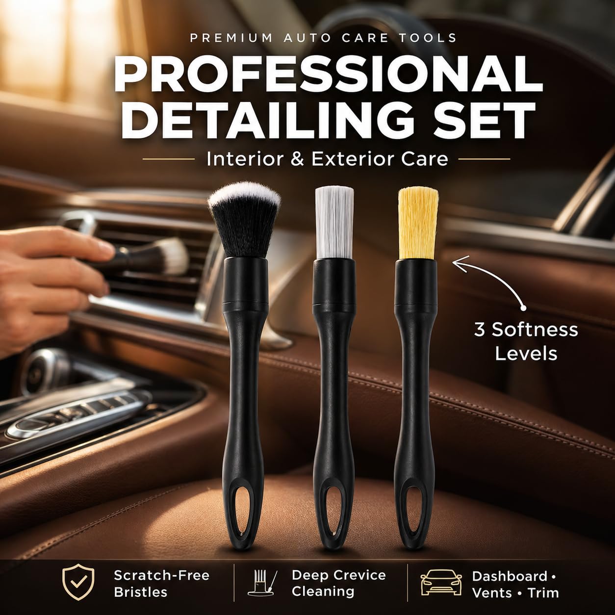 Kit de limpieza de gel de limpieza de pelo de jabalí sin arañazos