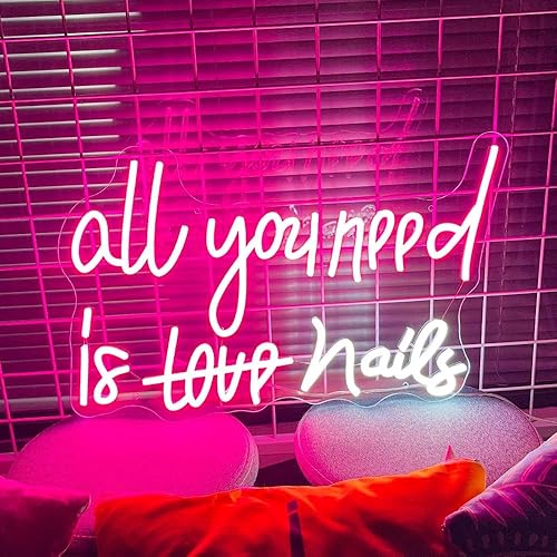 Miniatura 4 de Letrero de neón con texto en inglés «All You Need Is Nails» (Todo lo que necesitas es uñas), decoración de pared, decoración de pared LED, para Uñas