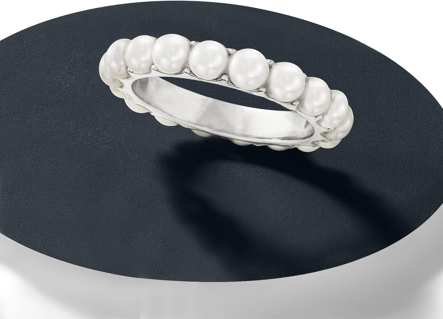 Ross-Simons 3.5mm Cultured Pearl Eternity Band in Sterling Silver. Size 6