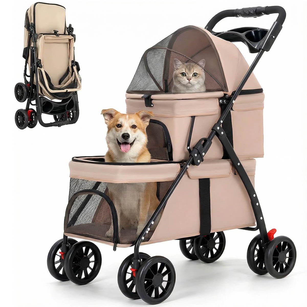 Amazon.co.jp: Gurehaペットカート 2段式 犬 カート ペットかーと折