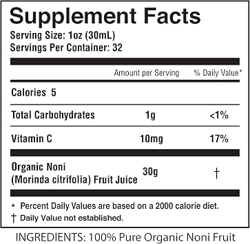 Hawaiian Pure Noni Juice, Authentic Aged Noni Fruit Juice, 2X 32oz Bottles