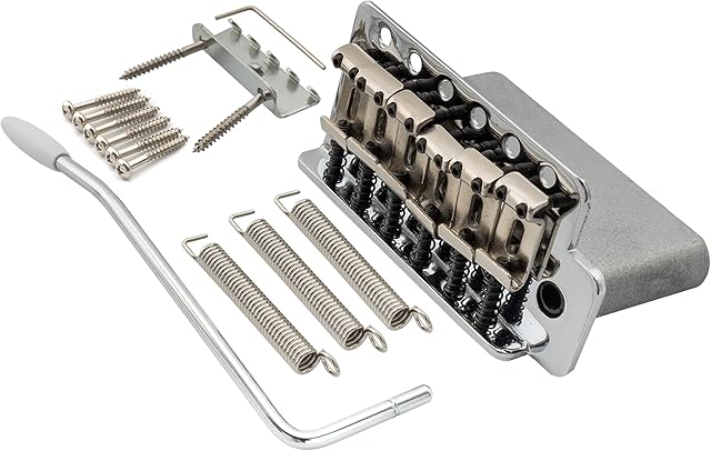 Wilkinson 52.5mm(2-1/16 inch) Vintage Style Full Block ST Guitar Tremolo Bridge Pop-In Arm 6 Screws for Squier/Mexico Fender Strat, Chrome