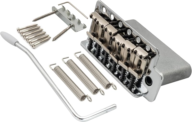 Wilkinson WOV01 52.5mm (2-1/16 inch) Vintage ST Guitar Tremolo Bridge 6-Screw Assembly with 36mm Block for Fender Squier/Mexico Strat Stratocaster Electric Guitar, Chrome