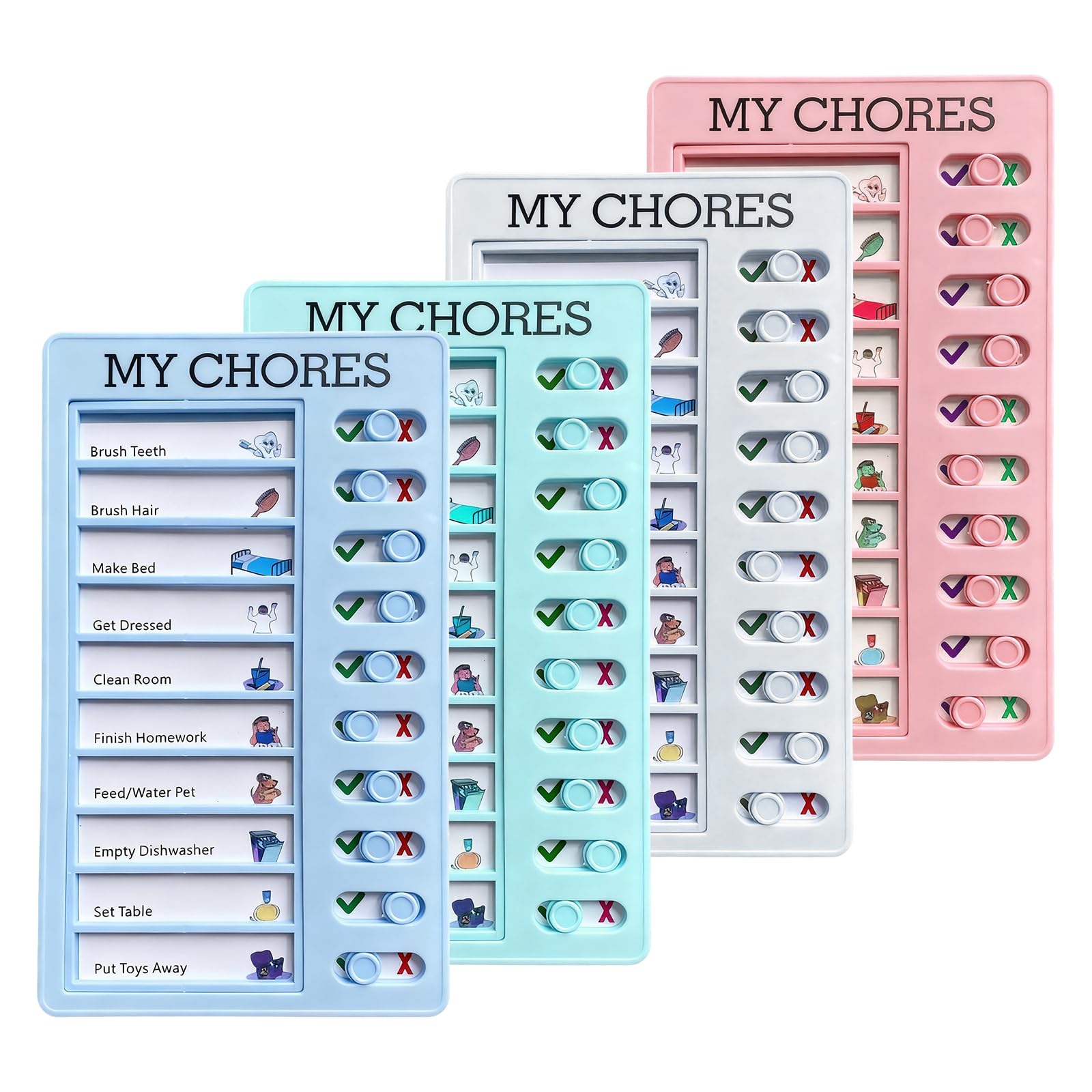 QFWFG Chores Chart for Kids 4Pcs To Do List Checklist Board Chores Chart for Kids Durable Daily Schedule Behavior Chart Memo Checklist Chore Chart Planner Board for Children Home Family