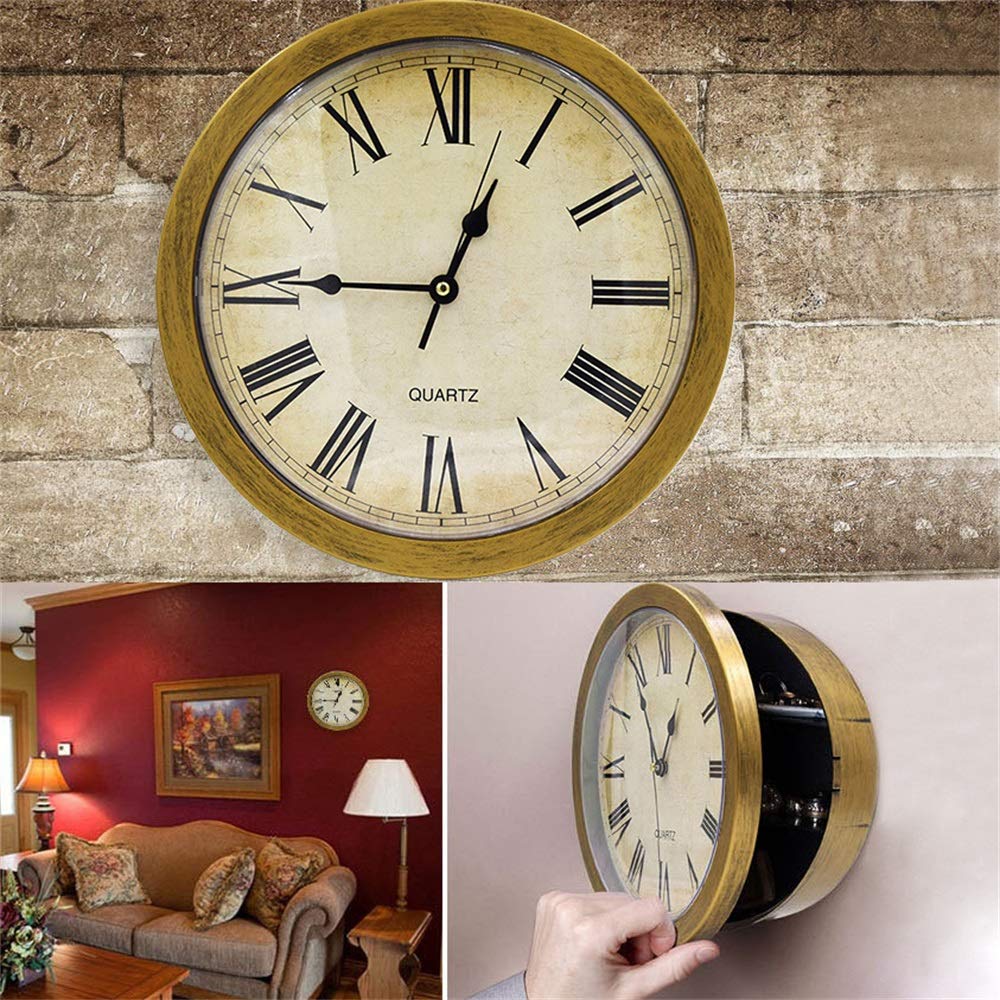 Horloge murale coffre-fort secret avec compartiment caché pour bijoux, argent et objets de valeur - Boîte de stockage