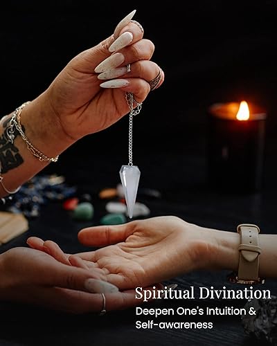 Miniatura 6 de Cristal de cuarzo transparente, cristales de reiki y piedras curativas, péndulo de cristal de chakras, péndulo de adivinación, péndulo vectorial,